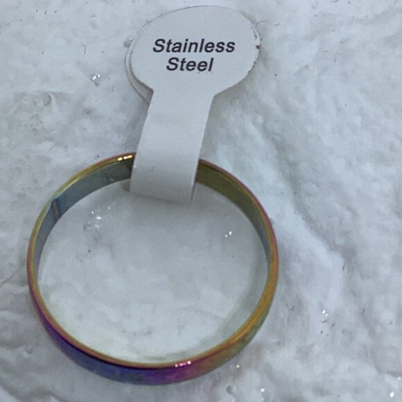 Stainless Steel Unisex Heart Arrow Rainbow Ring Band Size‎ 1 - Picture 5 of 6